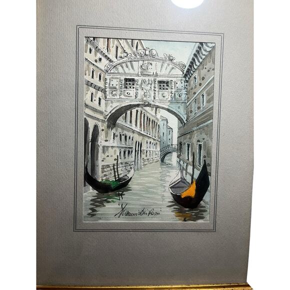 Set of 2 Venice Prints of Bridge and Canal Signed - Picture 2 of 7